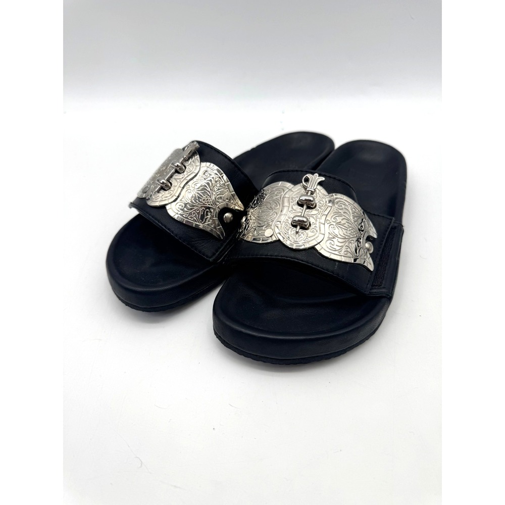 Dear Milu Gypsy Biker Interchangeable Leather Slides 40 Black Boho Australia - Picture 2 of 14